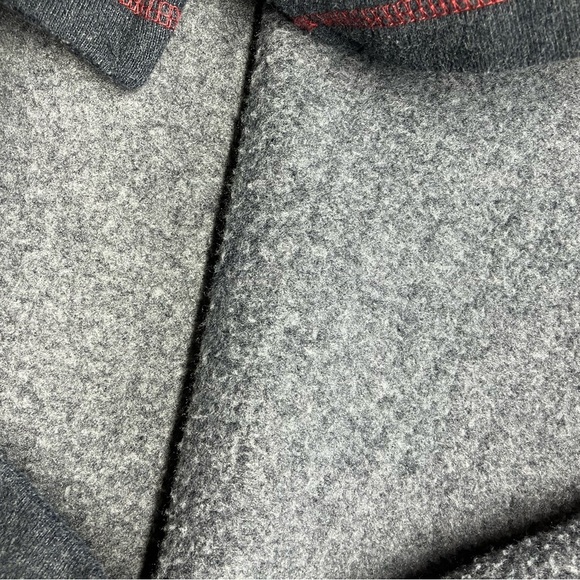 Men’s Pullover Sweatshirt, Large, Gray w Red Trim, Quarter Zipper, Arrow - Picture 4 of 6